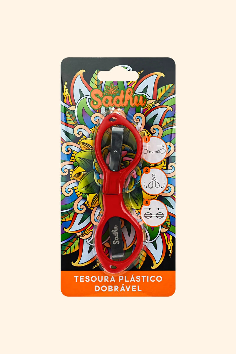 Tesoura Dobrável Sadhu Plástico Vermelho